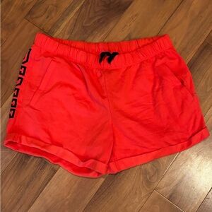 Pink fleece boyfriend shorts